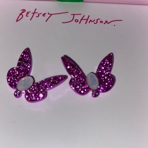 Betsey Johnson Purple Butterfly Earrings NWOT